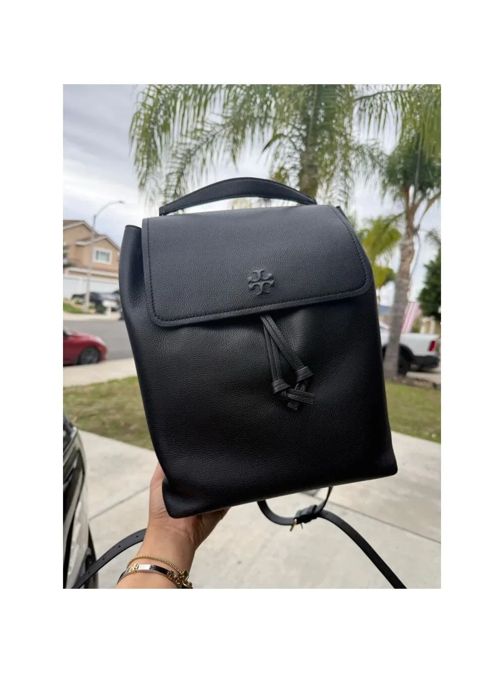 550!+ new Tory Burch Thea Black Leather Backpack